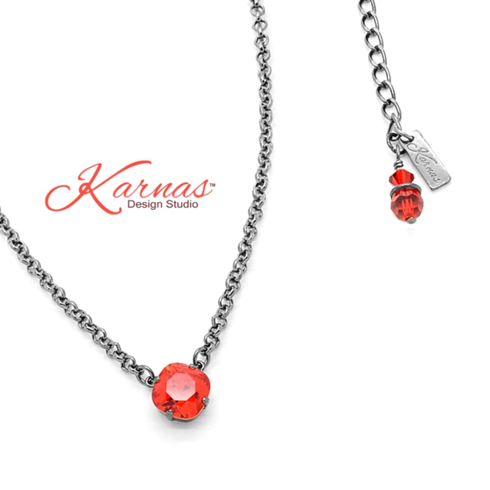 Light Siam Single Stone Necklace Swarovski Crystal